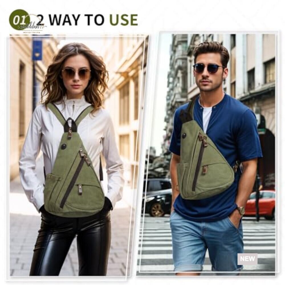 Vintage Canvas Sling Bag, 3-in-1 Convertible, 16x10x6 Inches, Travel Backpack - Picture 2 of 7